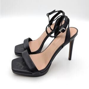 BCBGeneration Caroline Ankle Strap Platform Sandals Women's Black Sz US7.5M EU38